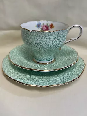 Buy Rare Paragon Fine China England 1935 Green Floral Tea Trio ✅ 1233 • 49£