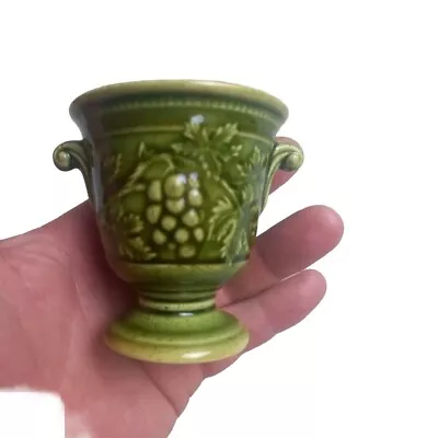 Buy Vintage Holkham Pottery Grape & Vine Embossed Green Vase Urn Small • 4.75£