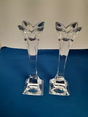 Buy Pair Of Nachtmann Germany Lead Crystal Cut Glass Candlesticks Flower Shape Top • 15.30£