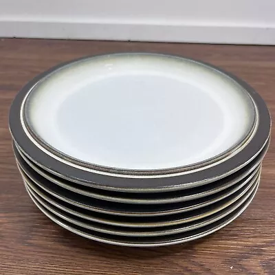 Buy 6 X Denby Langley - Rondo - 10” Rimmed Dinner Plate Set Brown Cream • 55.57£