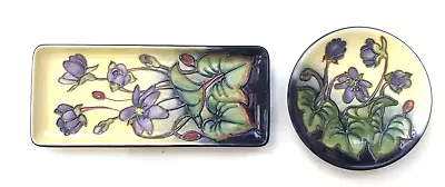 Buy Moorcroft Pen Tray And Matching Pin Dish In Hepatica Pattern, 1st Quality • 89£