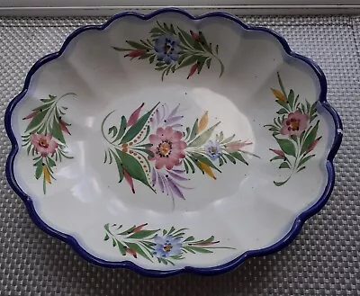 Buy Vintage RCCL Portugal Hand Painted Floral  Bowl Scalloped Edge Reticulated 27x23 • 22.99£