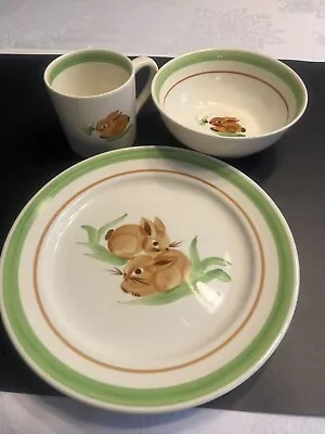 Buy 3pc Vtg Royal Copenhagen Bunny Rabbits Plate Bowl Cup • 37.27£