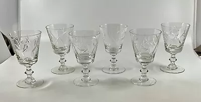 Buy Vintage Bohemia Pinwheel Hand Cut Crystal  Short Stem Wine Glasses Sh 28 • 59.99£