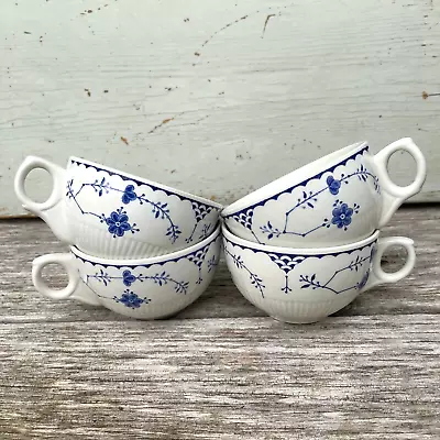 Buy Set 4 X Vintage Furnivals England Denmark Replacements Blue Tea Cups Only VGC • 11.99£