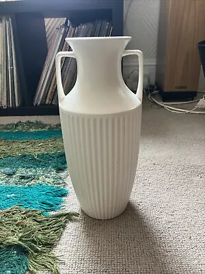 Buy Vintage Hornsea Vase  Ribbed  Classic Ewer Mid Century Vase Amphora White  Silk • 10£