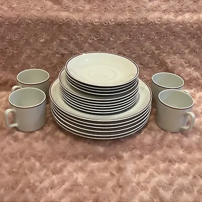 Buy Royal Limoges Porcelain Dure 20-Piece White W/Red Trim Dinnerware Set - France • 147.19£