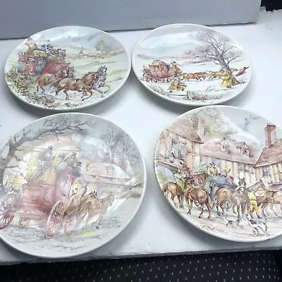 Buy 4 X Vintage Poole  England Pottery Small Collector Plate, Coach & Horses • 34.95£