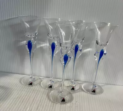 Buy (5) Cobalt Blue Czech Teardrop Cordial Glasses 6.25  • 27.03£