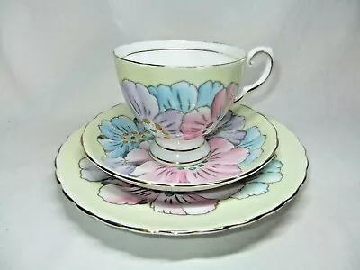 Buy Tuscan Tea Trio - Tea Cup & Saucer Side Plate Floral Hand Painted • 19.99£