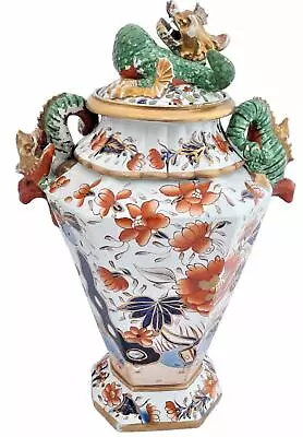 Buy Antique Masons Ironstone Alcove Vase Japan Fence Pattern Dragon Handle 1815 54cm • 995£