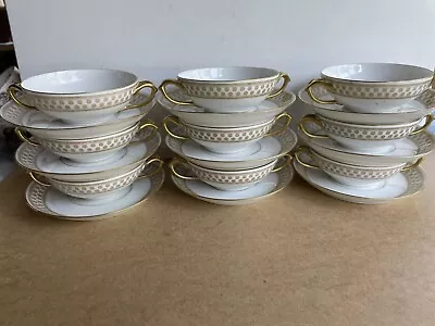 Buy Vintage Marshall Field’s Limoges Porcelain Soup/Bullion Cups & Saucers-9 Sets • 60.68£