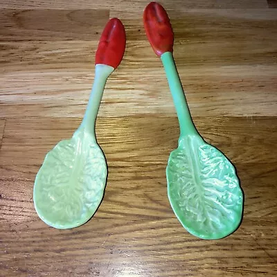 Buy Carlton Ware Salad Servers One Dark Green And One Light Green NOT MATCHING • 12£