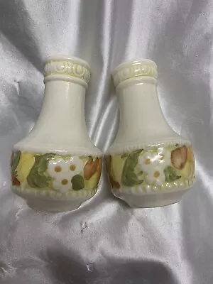 Buy Vintage Vernon Ware Della Robbia Salt & Pepper Shakers Metlox USA Fruit Pattern • 9.32£