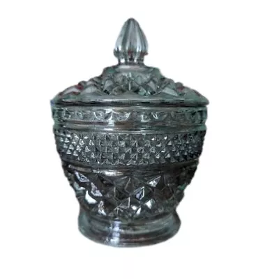 Buy Vintage Anchor Hocking  Wexford Pattern   Pewter Mist Glass Lidded Container  • 18.63£