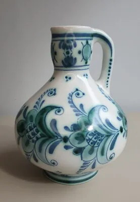 Buy Delft Vase Jug Rare Green Floral Design Dutch Delft Handpainted • 120£