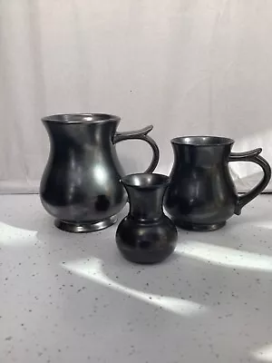 Buy 3 Pieces Of PRINKNASH Abbey Studio Pottery Earthernware  2 Mugs And 1 Small Vase • 14.99£