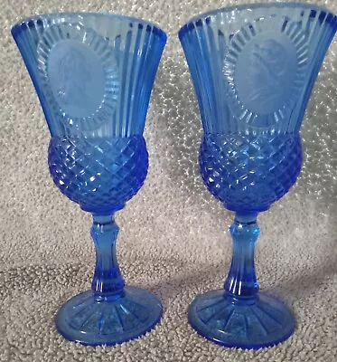 Buy  Avon Fostoria Cobalt Blue George & Martha Washington Goblets  Depression Glass • 28.88£