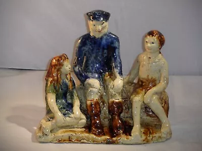 Buy Rare? Antique? Cornish? Studio Pottery Folk Art? Figurine Sea Captain & Children • 29.99£