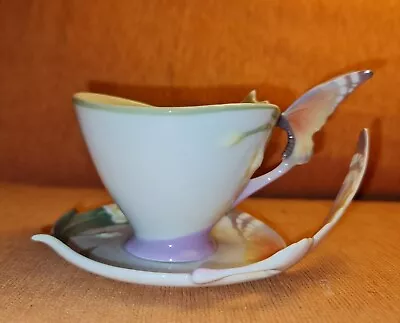Buy Franz Porcelain Cup Saucer Butterfly Design By Jen Woo Collection EP1693 • 35£