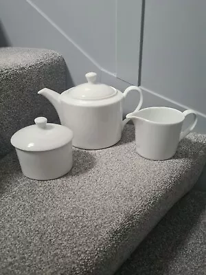 Buy Royal Worcester Classic White Tea Pot Milk Jug And Sugar Bowl Excellent • 34.50£
