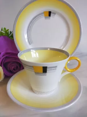 Buy Shelley Teacup Trio In Blocks And Bands Pattern In Regent Shape C. 1930s VGC • 49.95£