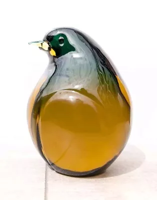 Buy Large Amber Green Murano Art Glass Pino Signoretto Bird Penguin Sculpture Signed • 400£