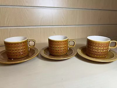 Buy 3x Hornsea Saffron Tea/Coffee Cups And Saucers 1970's Vintage • 5.99£