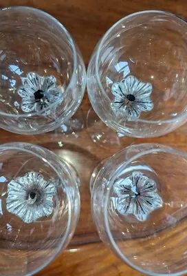 Buy Belfor Exquisite Bohemia Black Core Flower Stem Crystal Wine Glasses Vintage 4  • 24£