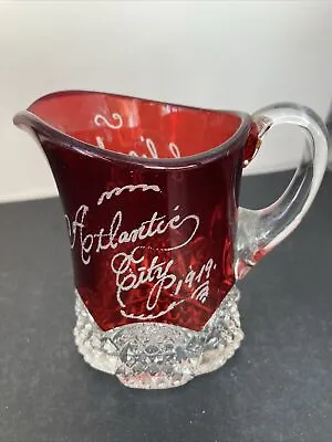 Buy Antique Red Ruby Glassware- Atlantic City 1919 Elizabeth Creamer/pitcher • 16.77£