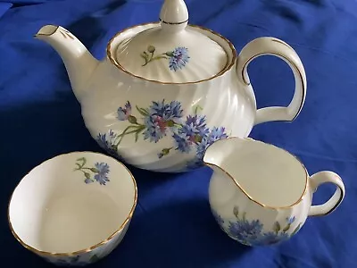 Buy Royal Adderley Cornflower Teapot Cream And Sugar • 79.21£