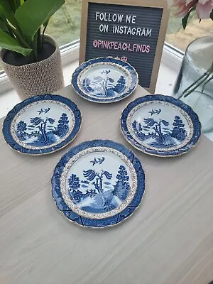 Buy 4 X Vintage Real Old Willow A8025 Blue White China Side Plates - 7  • 12£