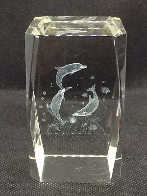 Buy Glass Dolphin Laser Engraved Etched 3D Paperweight Ornament • 4.99£