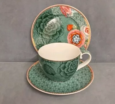 Buy Superb Pip Studio Trio - Cup And Saucer And Side Plate. Colourful Floral Design. • 28.50£