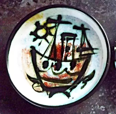 Buy CELTIC 'FOLK' POTTERY FISHING BOAT  Small Plate /plaque - NEWLYN CORNWALL • 35£