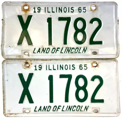 Buy Vintage Illinois 1965 Truck License Plate Set Man Cave X 1782 Decor Collector • 34.43£