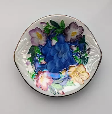 Buy Maling Lustre Ware Godetia Plate/tray In Blue - Floral Vintage Ceramic Pottery • 10£