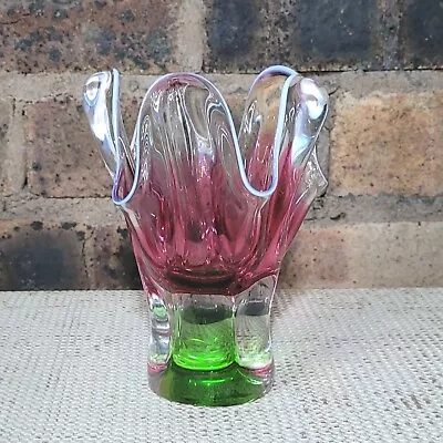 Buy Vintage Czech Chřibská Watermelon Art Glass Vase • 42.99£
