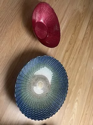 Buy MONNA Glass Bowls 2 X Vibrant Blue & Pink • 4.99£