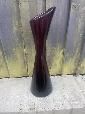 Buy VINTAGE SCANDINAVIAN HOLMEGAARD ? MODERNIST PURPLE ART GLASS VASE 39.5cm • 29.99£