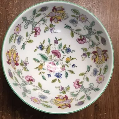 Buy Minton Haddon Hall 5-1/2  GREEN RIM Bowl Bone China Floral Pattern Very Elegant • 19.57£