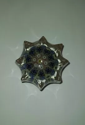 Buy Paperweight Millefiori Glass Vintage, Small Clear + Multicolour Star Shape • 20£