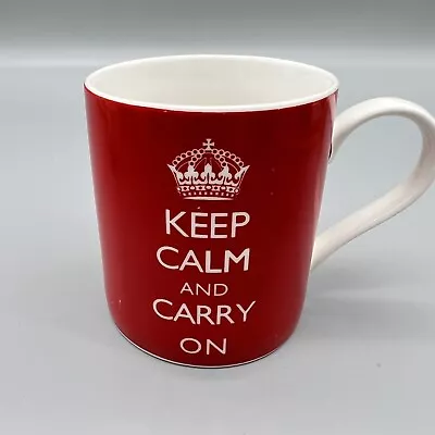 Buy Kent Pottery Keep Calm And Carry On Coffee Mug Cup Red Royal Queen England EUC • 10.24£