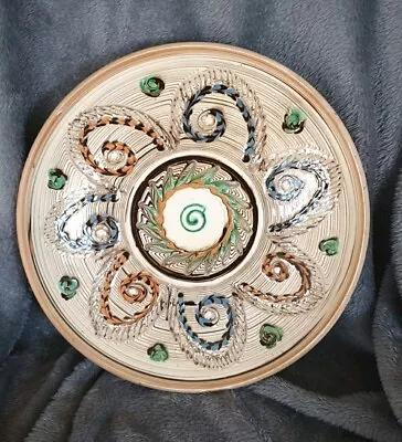 Buy Traditional Romanian Folk Art Wall Plate Slipware Pulled Feather Pattern W10  • 18.50£