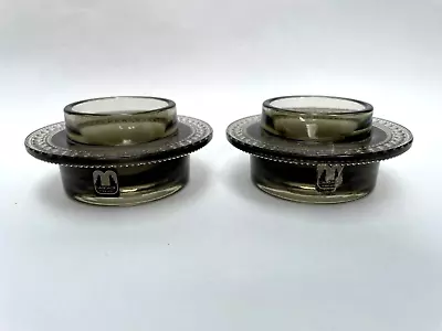 Buy Pair 2 Vintage Retro Cascade England Art Glass Candlesticks Candle Holders  MCM • 9.99£