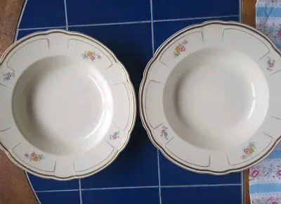 Buy 1930s Alfred Meakin Royal Marigold Soup Plates 10  / 25cm Floral Design, Set 2 • 9£