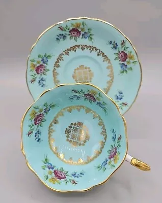 Buy Paragon By Appointment Her Majesty The Queen Teacup & Saucer Pale Green  Floral  • 181.73£