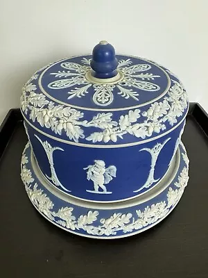 Buy Large Wedgewood Style Cobolt Blue Antique Cheese Dome And Dish • 200£