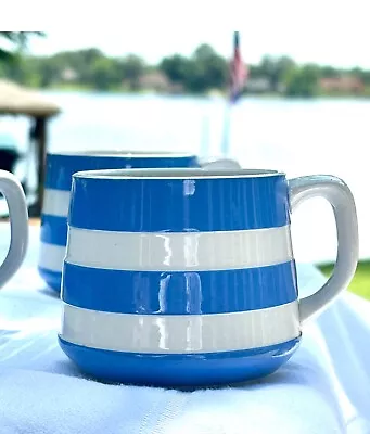 Buy Cornish Ware TG GREEN Blue Stripe Tea/Coffee Cups - Set 6 • 139.74£
