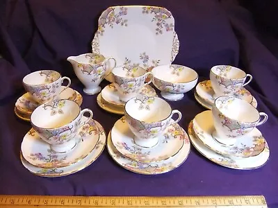 Buy Vintage Foley Bone China  Lattice Floral  21 Piece Tea Set • 75£